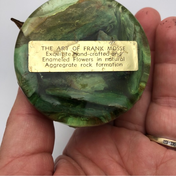 Vtg Art Of Frank Mosse Enameled Tulip Flowers Sculpture On Natural Rock Yellow - Picture 10 of 12